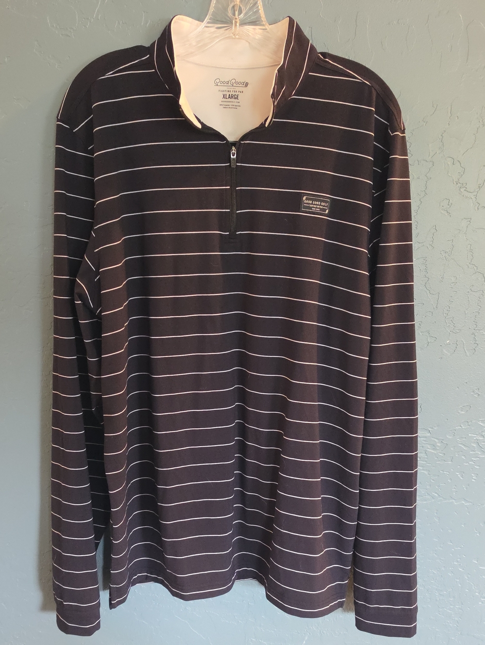 Good Good Golf Black Long-Sleeve Quarter-Zip with White Stripes